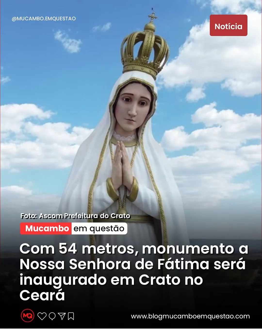 Crato inaugura maior monumento de Nossa Senhora de Fátima do Brasil