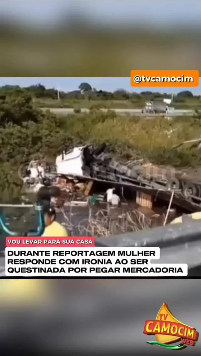 Saque em Macaíba: Carreta tomba e repórter é ironizada por saqueadora