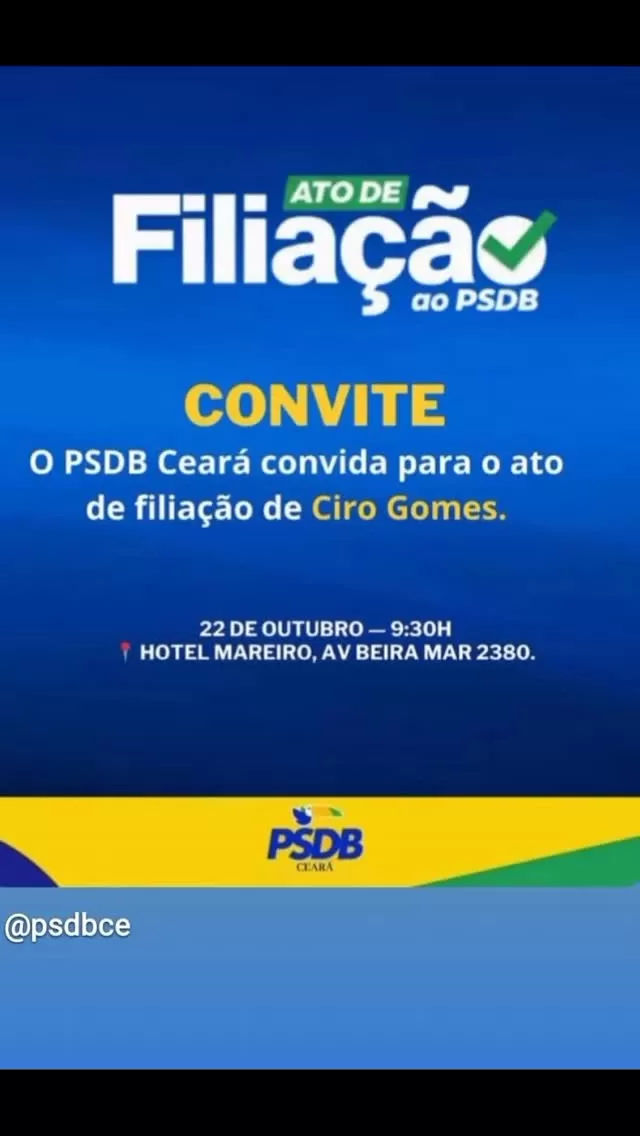 Ciro Gomes se Filiará ao PSDB em Fortaleza, Confirmado