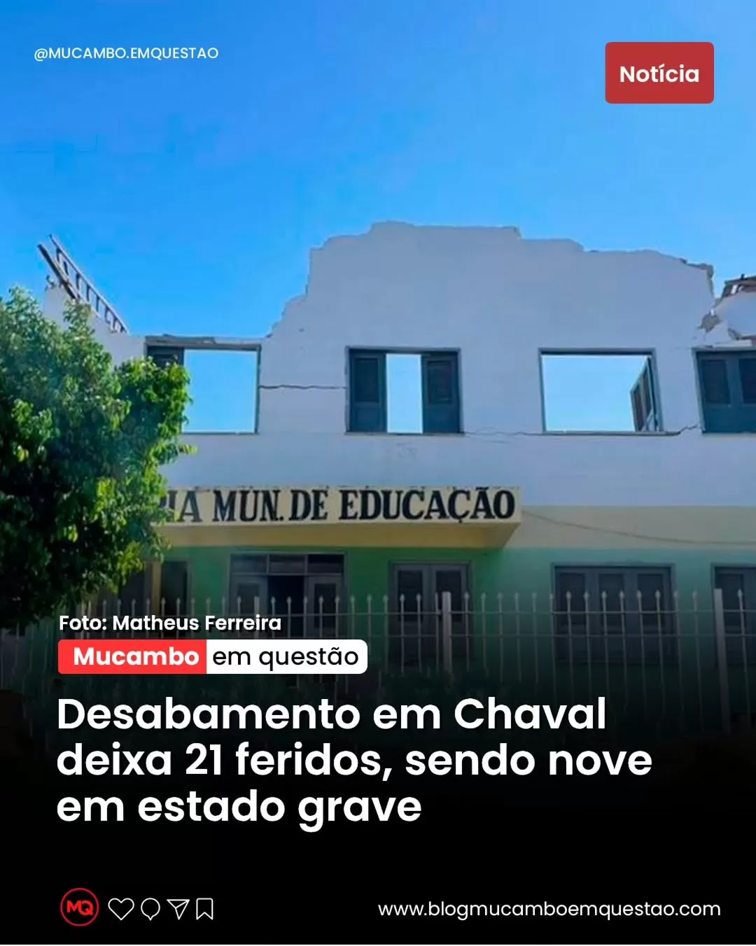 Teto de Secretaria de Educação Desaba em Chaval, Deixando 21 Feridos