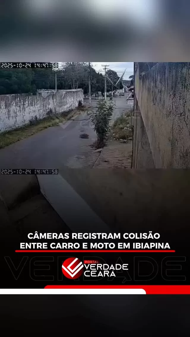 Carro atinge moto em Ibiapina e motorista foge após colisão registrada por câmera