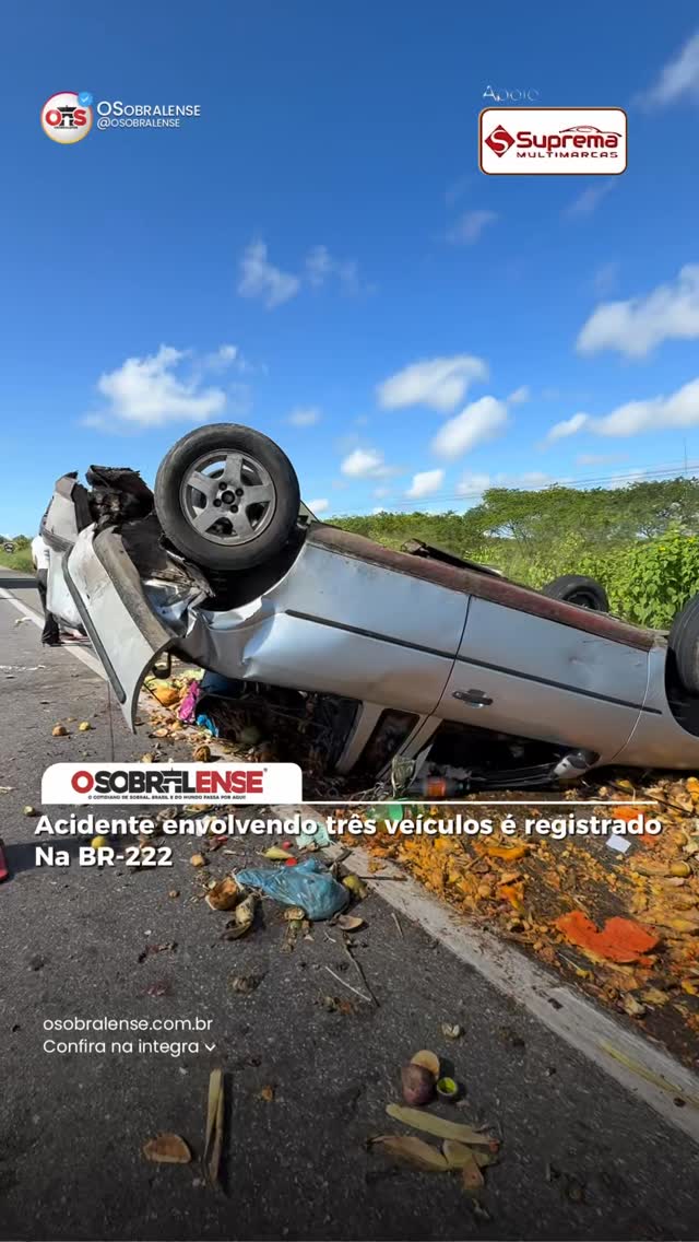 Acidente envolvendo três veículos é registrado na BR-222, próximo ao Posto Gatão Um acidente de