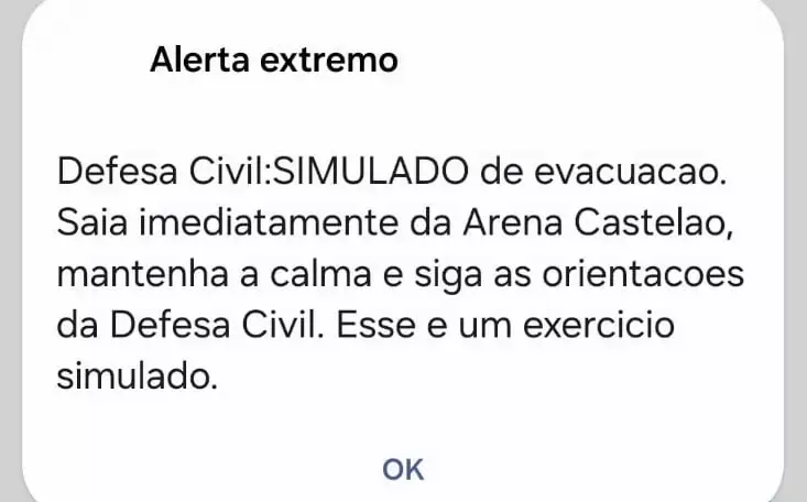 Alerta da Defesa Civil em Fortaleza Gera Ondas de Reações Durante Simulação no Castelão