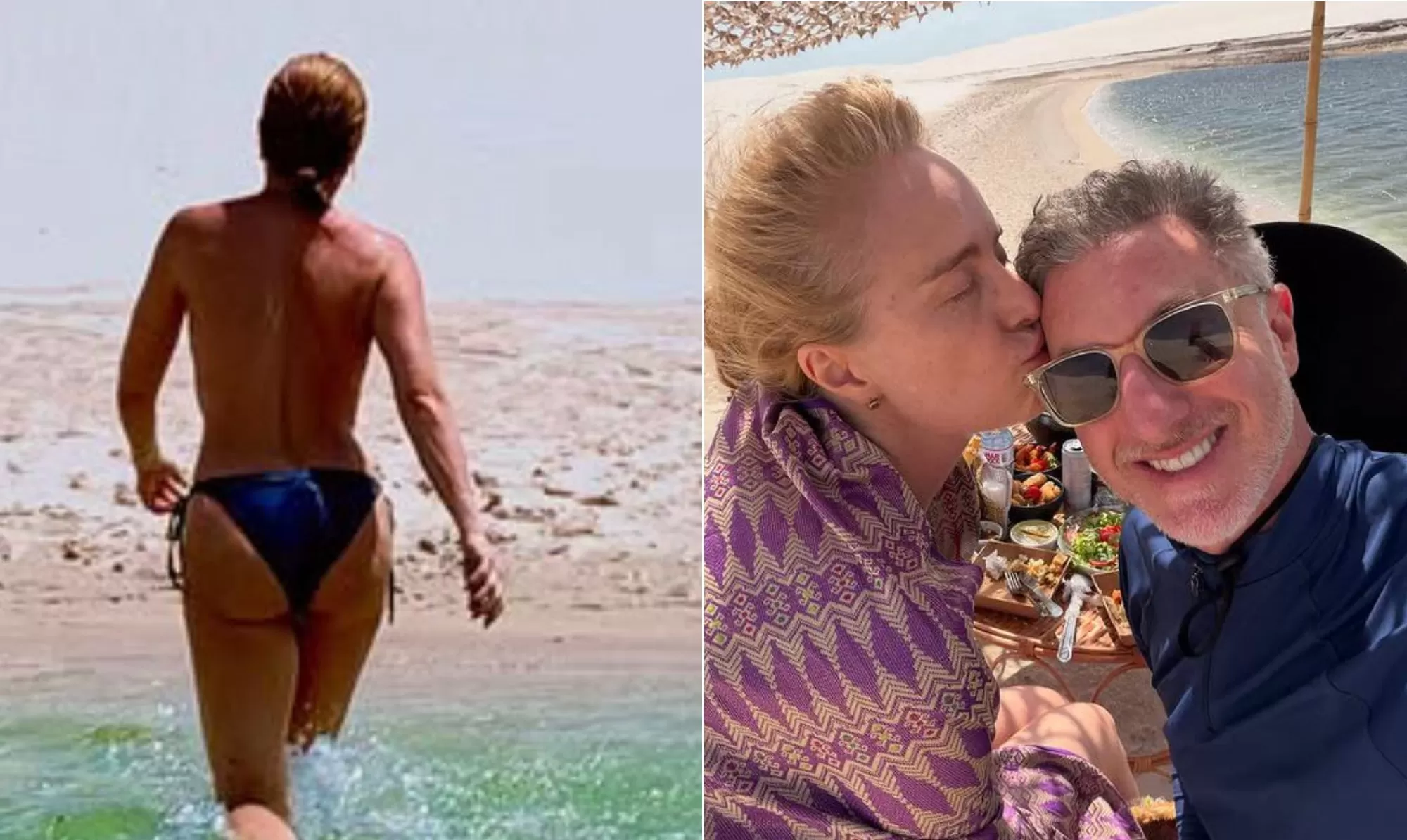 Angélica celebra 52 anos em viagem especial e faz topless na praia.