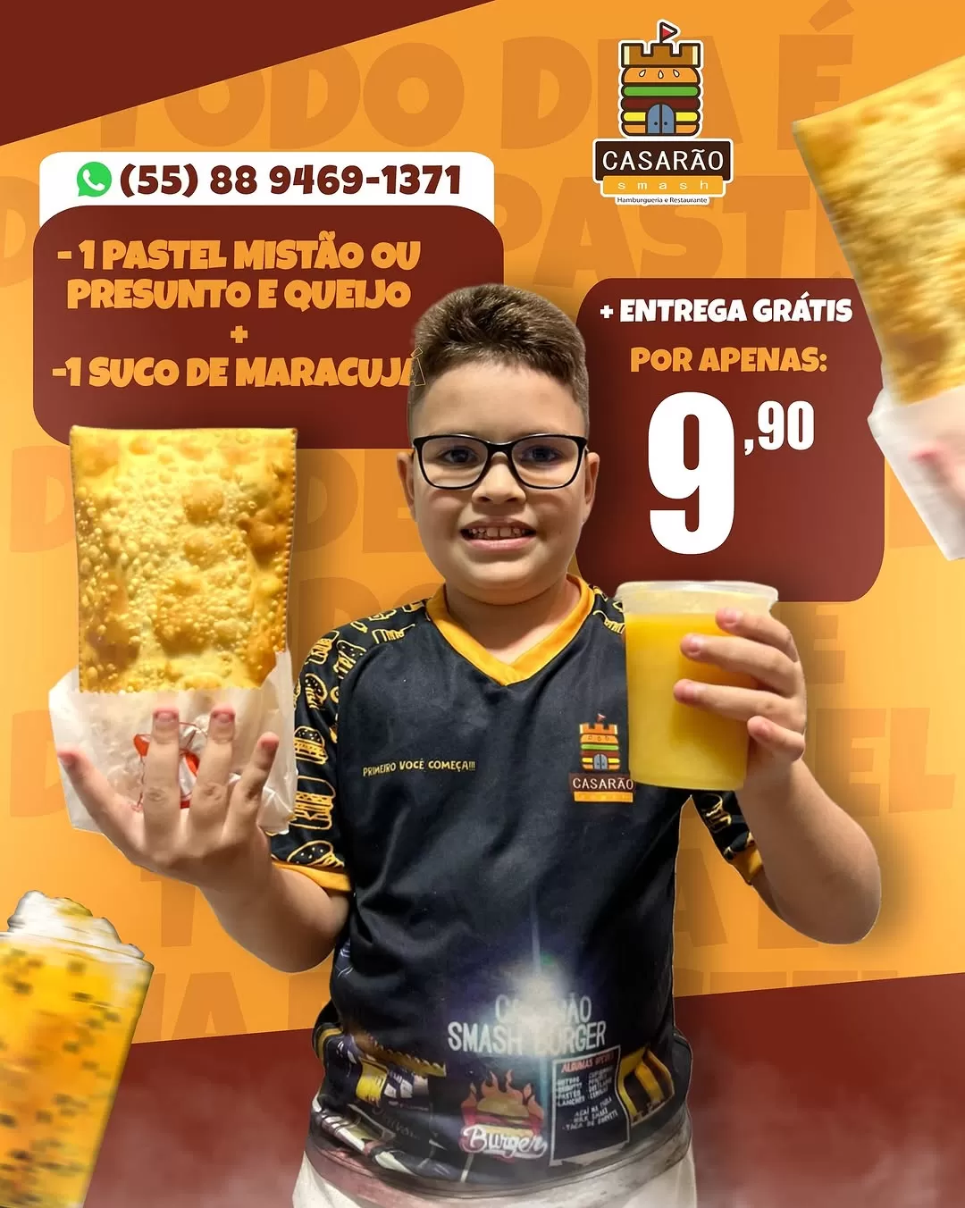 Casarão Smash Burguer Lança Combo Imperdível: Pastel, Suco e Entrega Grátis por R$9,90