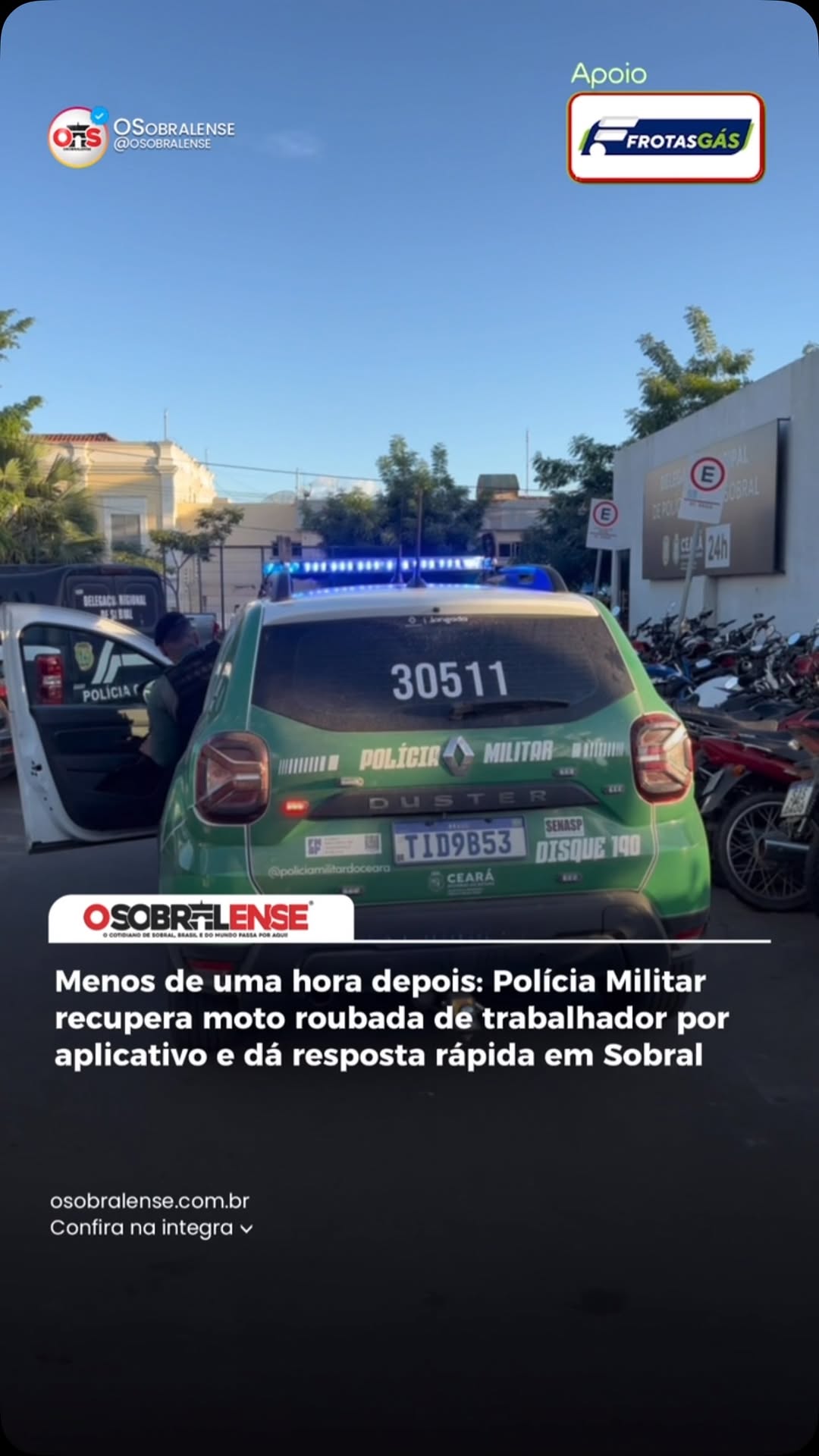 PM de Sobral age rápido e recupera moto de aplicativo roubada em menos de uma hora