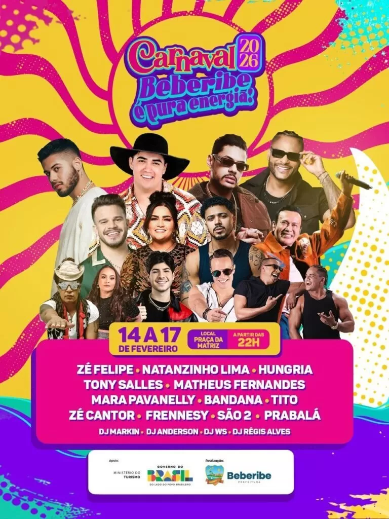 Beberibe 2026: Carnaval com Zé Felipe e Nattanzinho promete agitar litoral cearense