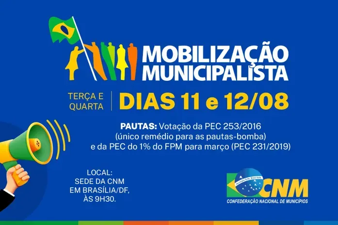 CNM convoca prefeitos para mobilização em Brasília