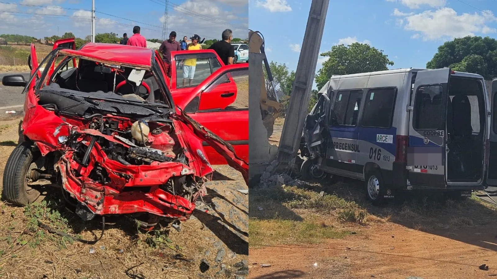 Colisão entre carros e van deixa três feridos em Iguatu