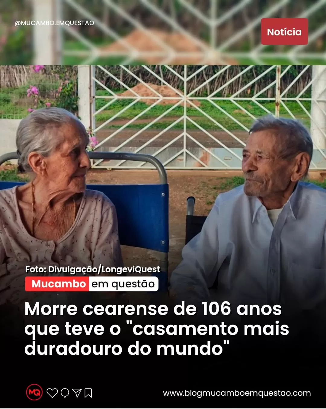 Morreu na noite dessa segunda-feira (20) o cearense Manoel Angelim Dino, de 106 anos, que