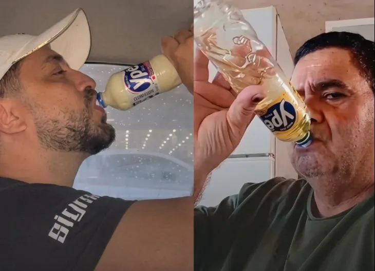 Eleitores de Flávio Bolsonaro bebem detergente.