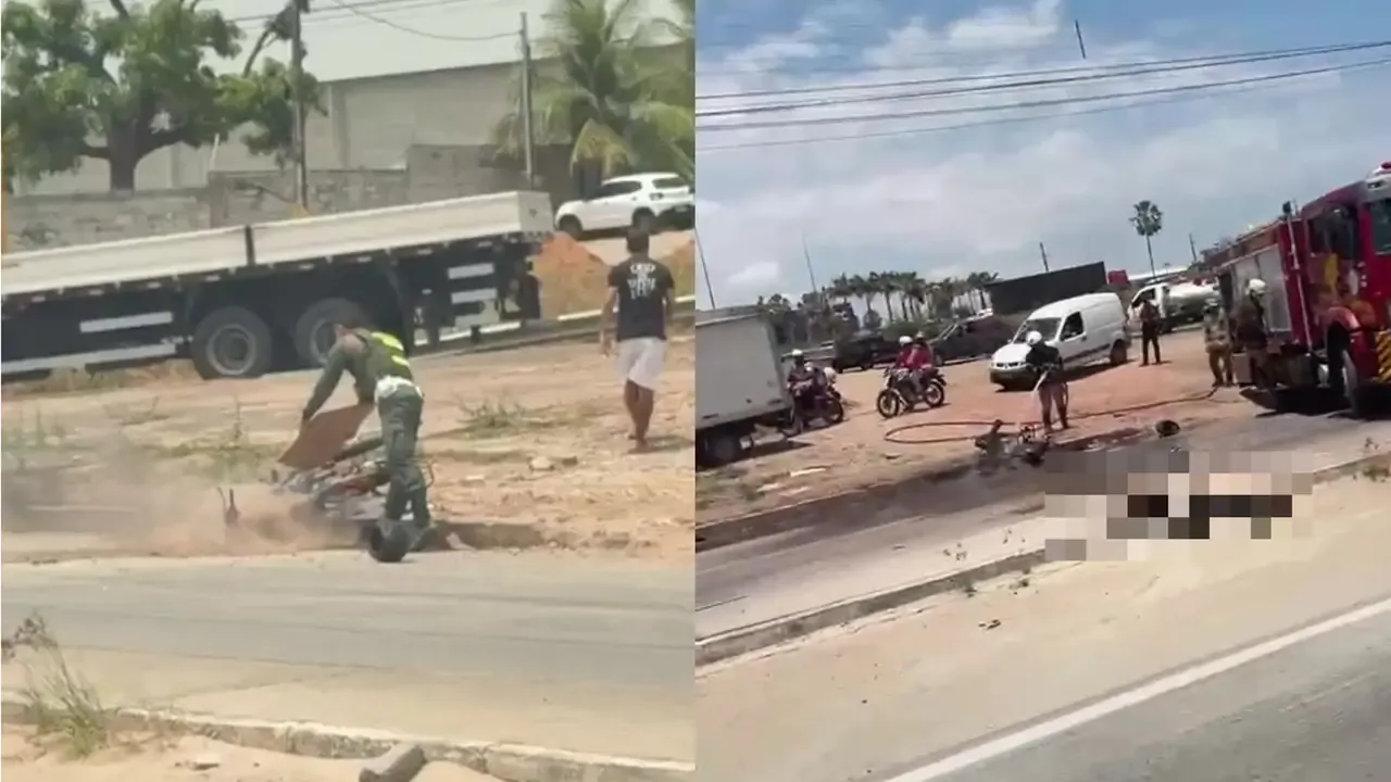 Motociclista morre carbonizado em acidente na BR-116