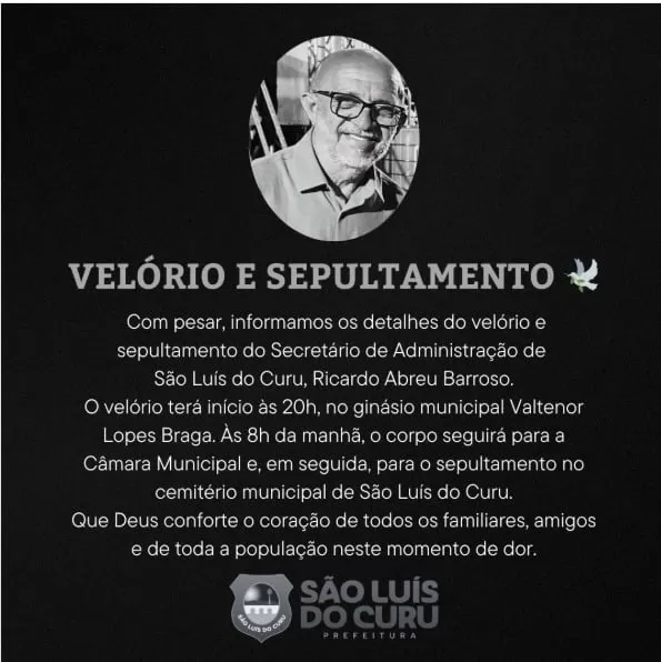 São Luís do Curu em Luto: Comunidade se Despede de Secretário de Administração Assassinado