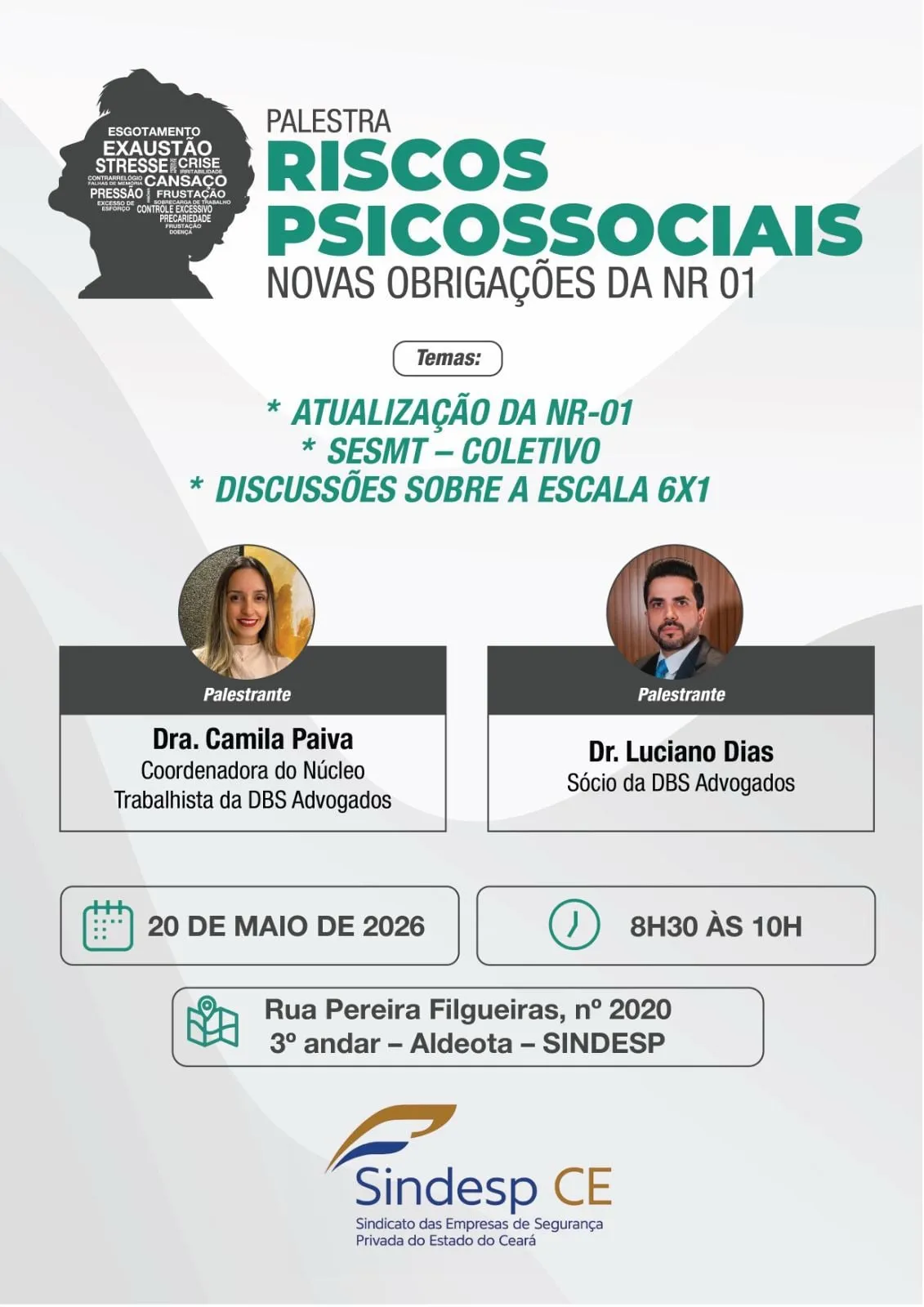Sindesp-CE discute novas regras NR-01 e saúde mental